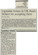 Ugandan Asians in UK thank Britain for accepting them